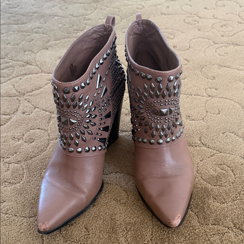 BCBGMaxAzria Studded Brown Ankle Booties